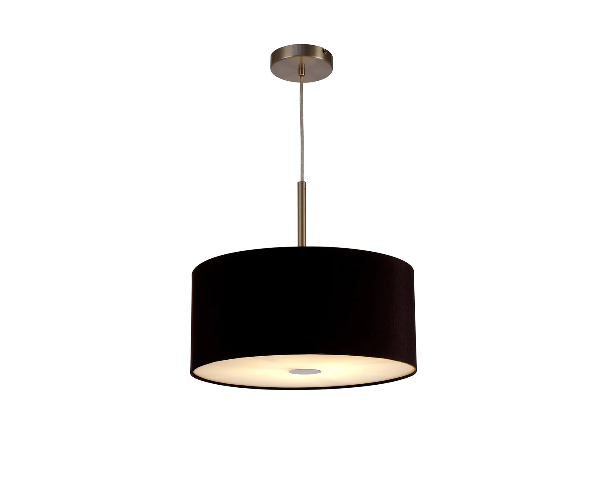 Baymont 40cm Pendant 1 Light Satin Nickel, Midnight Black/Green Olive, Frosted Diffuser DK0299  Deco Baymont SN BL/GR